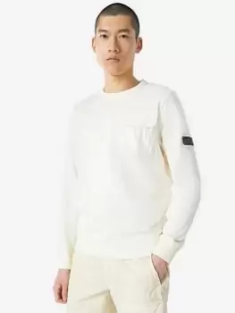 Image of Barbour International Banks Arm Badge Crew Neck Sweatshirt - White, Size S, Men