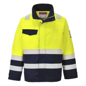 Image of Portwest MV25YNRM - sz M Hi-Vis Modaflame Jacket - Yellow/Navy - Yellow/Navy