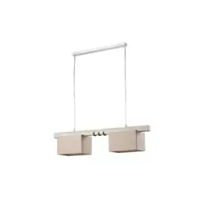 Image of Gea Wood Bar Pendant Ceiling Light, Fabric Shade