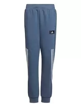 Image of Adidas Future Icons Kids Boys 3 Stripe Jogging Bottoms, Dark Blue, Size 9-10 Years