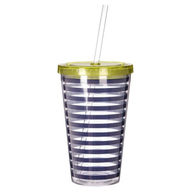 Image of Premier Housewares Durable Stripe 450Ml Drinks Cup, Versatile Plastic Water Cup, Portable Safe Plastic Water Drinking Cup Multi