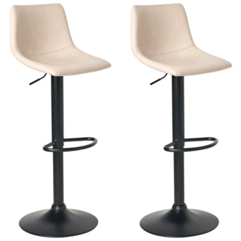 Image of Beliani Set Of 2 Bar Stools Lebrija Faux Leather Swivel Light Beige