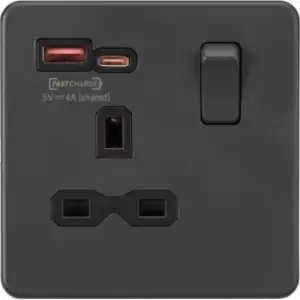 Image of MLA Knightsbridge 13A 1G Switched Socket With Dual USB A+C Anthracite - SFR9919AT