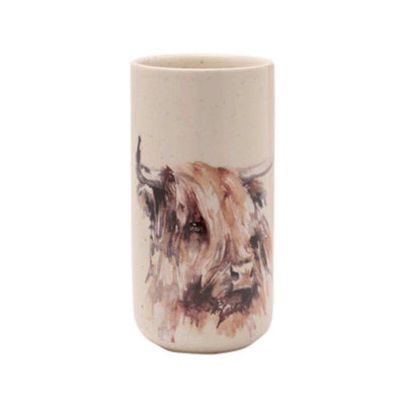 Image of Meg Hawkins Meg Hawkins Tall Ceramic Vase - Highland Cow Multi