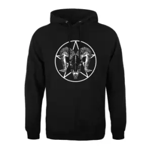 Image of Grindstore Mens RAM Skull Pentagram Hoodie (S) (Black)