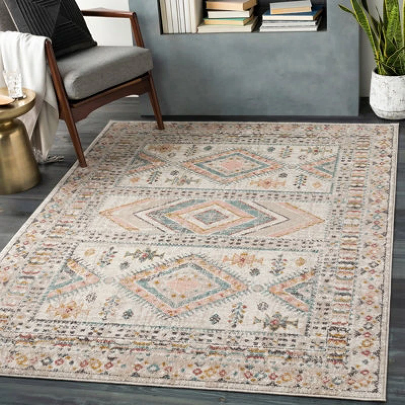 Image of Livabliss Scandi Modern Boho Brick Evelyn Area Rug 160 X 213cm - Easy Care, Non Shedding, Ideal For Living Room & Bedroom