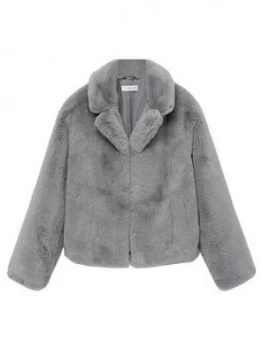 Image of Mango Teen Girls Faux Fur Coat - Grey Size M Women