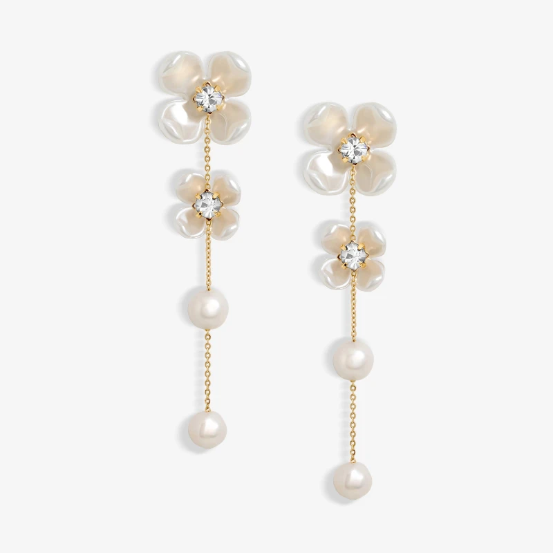 Image of Jon Richard Gold Plated Floral Freshwater Pearl Earrings Earrings One Size Gold 87933010000