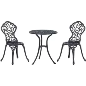 Image of Cast Aluminum Bistro Set Garden Coffee Table Chair Outdoor Dining Seat - Outsunny