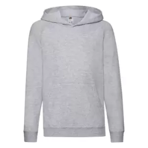 Image of Fruit Of The Loom Childrens Unisex Lightweight Hooded Sweatshirt / Hoodie (5-6) (Heather Grey)