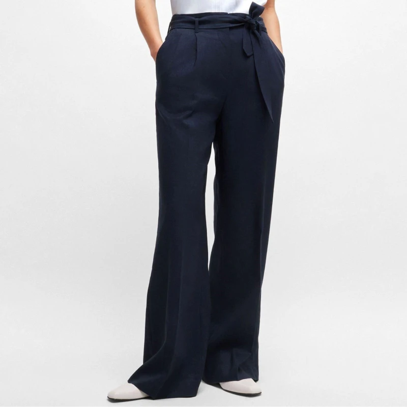 Image of Boss Tepiala Wide-Leg Trousers Blue female 8