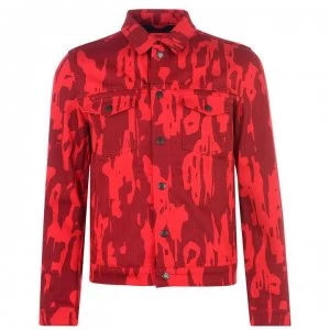 Image of Hugo Boss Printed Denim Jacket Open Pink Size L Women