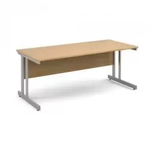 Image of Momento straight desk 1800mm x 800mm - silver cantilever frame and oak