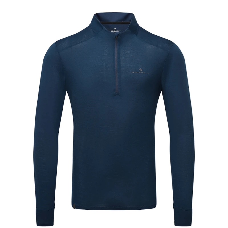 Image of Ronhill Ronhill Tech Merino 1/2 Zip Mens Dark Navy/Oxide - Navy / L