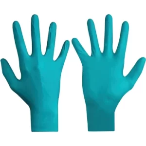 Image of Touchntuff Disposable Gloves, Green, Nitrile, Powdered, Textured Fingertips, Size 10, Pk-100