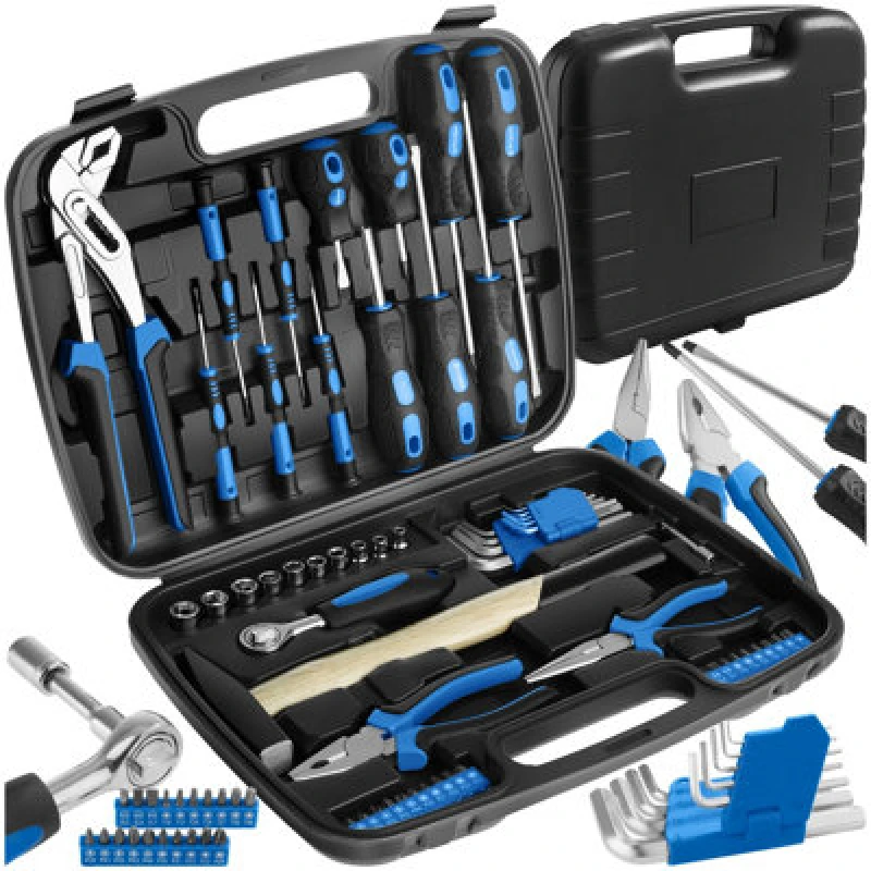 Image of Tectake Tool Box Luigi - 57 Piece Tool Set, Clear Arrangement - Black