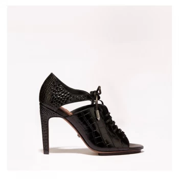 Image of Reiss Mila Peep Toe Stiletto Heels - Black Croc