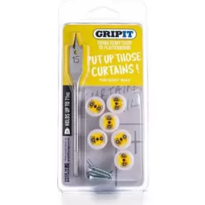 Image of Charlesbentley - Gripit 15mm Plasterboard Fixing - Curtain Kit (Yellow) Max Load 71kg - Yellow