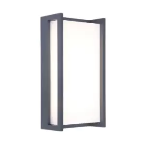 Image of Lutec Qubo LED Outdoor Flush Wall Light - Dark Grey