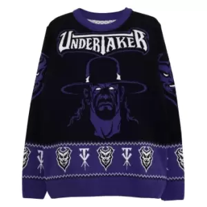 Image of WWE Mens The Undertaker Knitted Jumper (S) (Black/Purple)