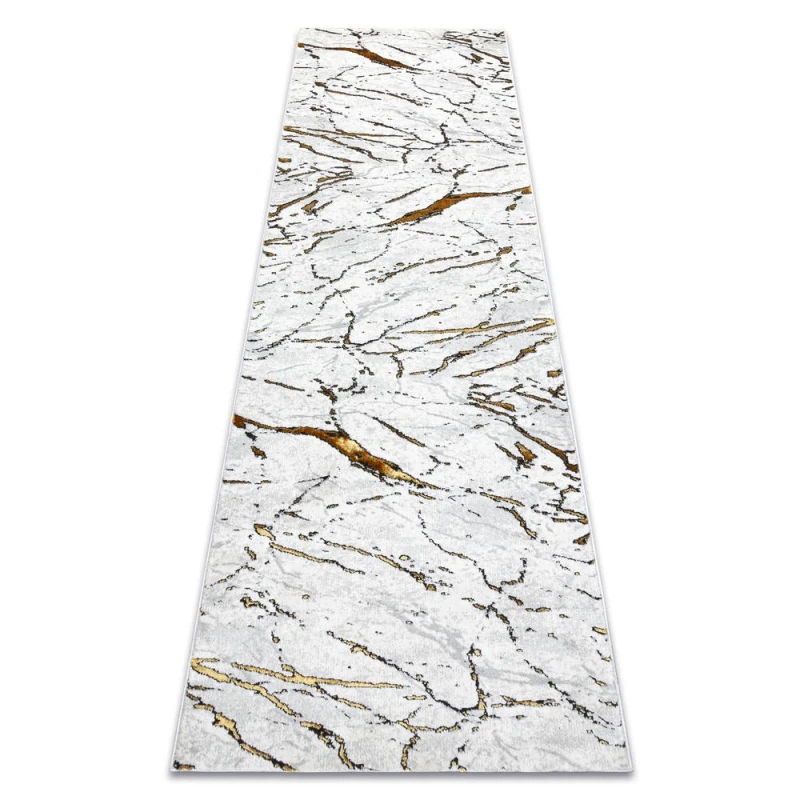 Image of RugsX Carpet, Runner Allure 1963 Marble - Structural, Stylish, Glamour White / Gold 80X200 Cm