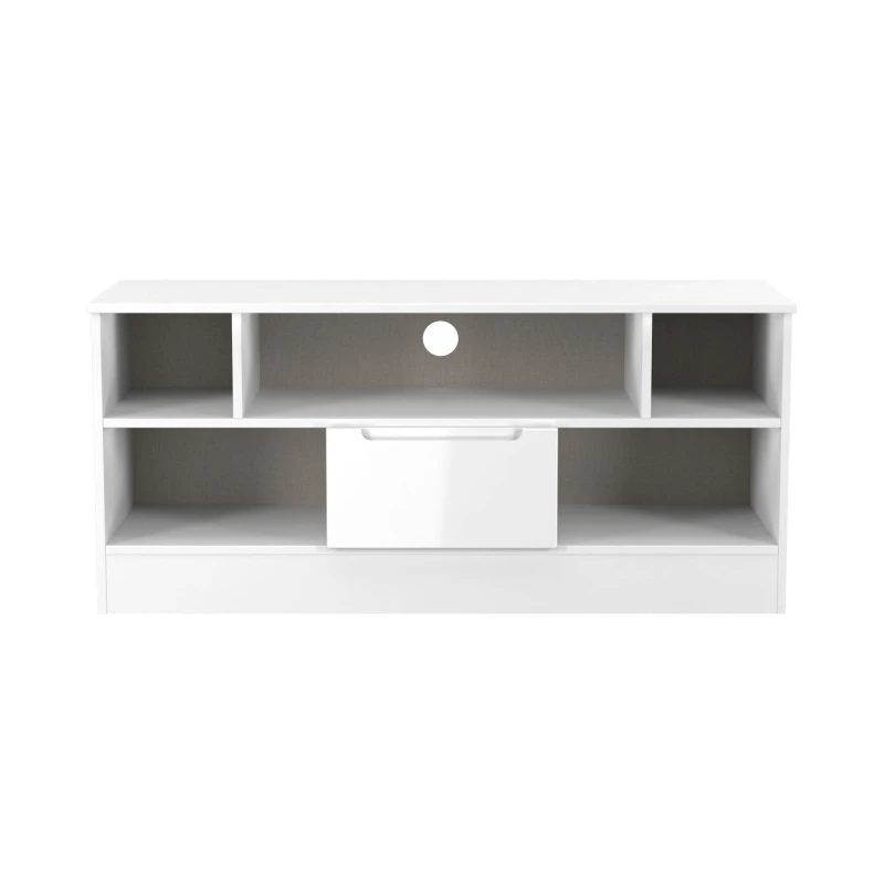 Image of Ready Assembled 2 U Lucca 1 Drawer TV & Media Unit (Ready Assembled) in White Size: Large White Unisex Large