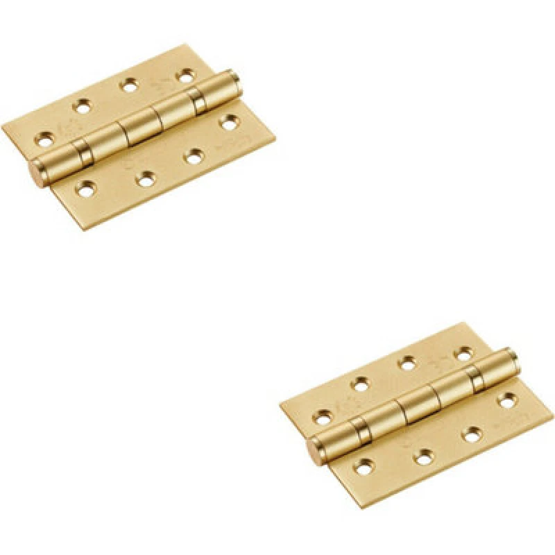 Image of Loops 2x PAIR 102 x 76 x 3mm 13 Ball Bearing Hinge Satin Brass Interior Door Metallics