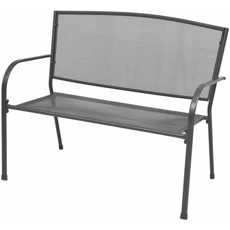 Image of vidaXL Garden Bench with Armrests Steel Mesh 108x60x88cm Patio Park Seat