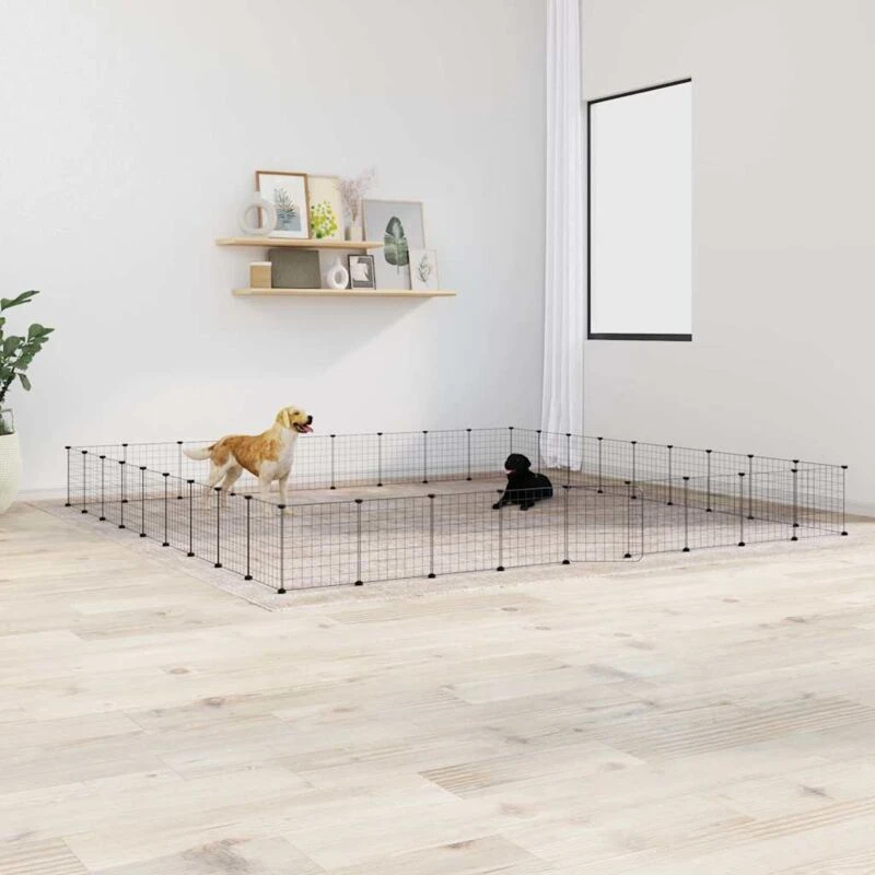 Image of VIDAXL 36-Panel Pet Cage with Door Black 35x35cm Steel Vidaxl 8720287190547