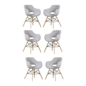 Image of Set of 1/2/4/6 Olivia Eiffel Fabric Armchair Dining Tub Chair Set of 6 - Light Grey - Light Grey