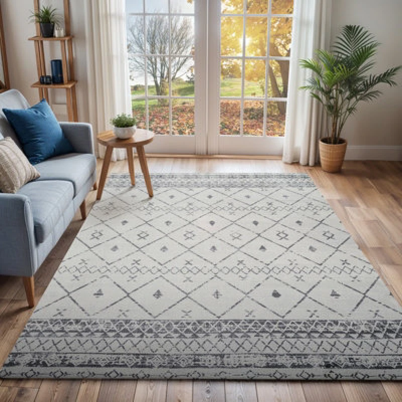 Image of Livabliss Berber Global White Mya Area Rug 160 X 215cm - Easy Care, Non Shedding, Ideal For Living Room & Bedroom