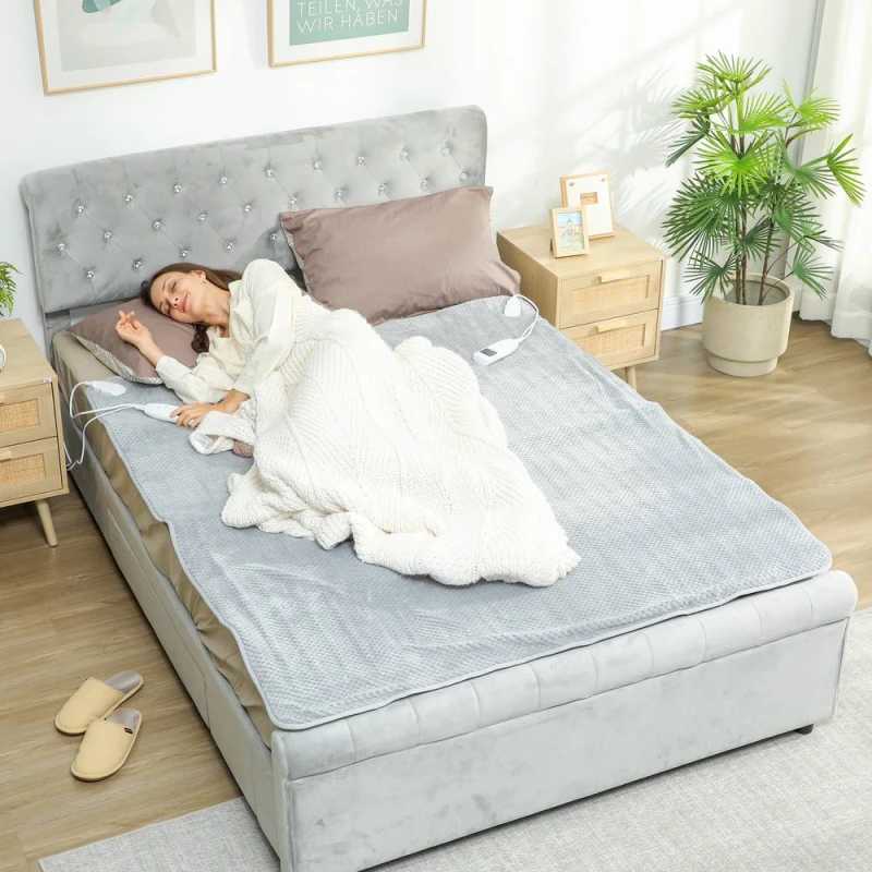 Image of Homcom Heated Throw With Ultra Soft Velvet, Electric Blanket, Grey 810-030V70GY