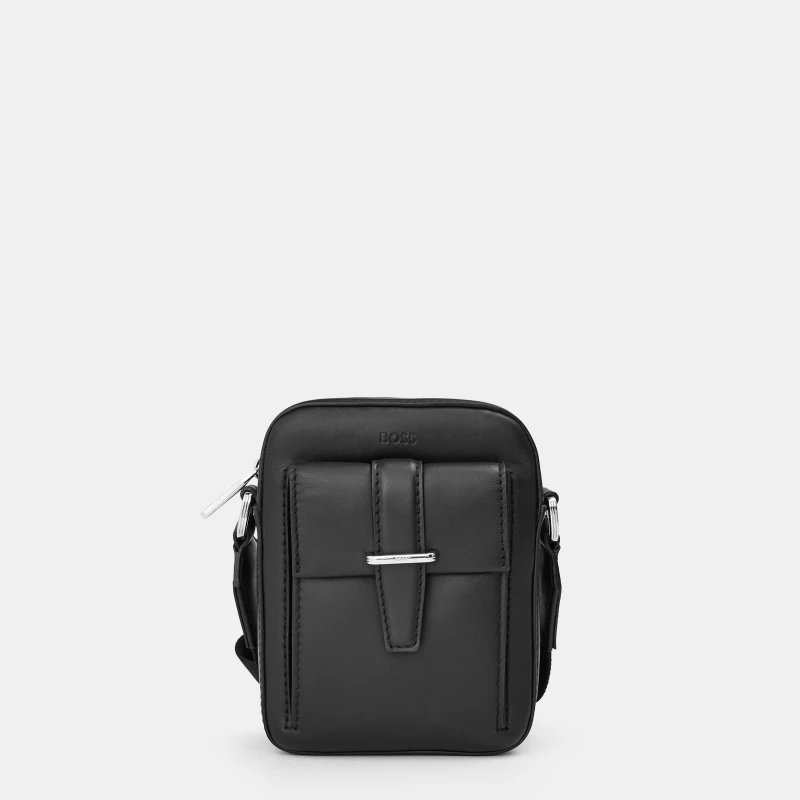 Image of Boss Mens Alaric Zipped Cross Body Bag Black male One Size