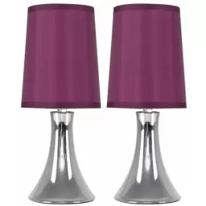 Image of Minisun - 2 x Trumpet Touch Dimmer Table Lamps - Purple - No Bulbs
