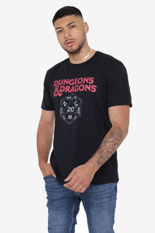 Image of Dungeons & Dragons Men Dungeons & Dragons D20 Mens Mens T-Shirt Black Size: Medium Black M Male 5052777736151