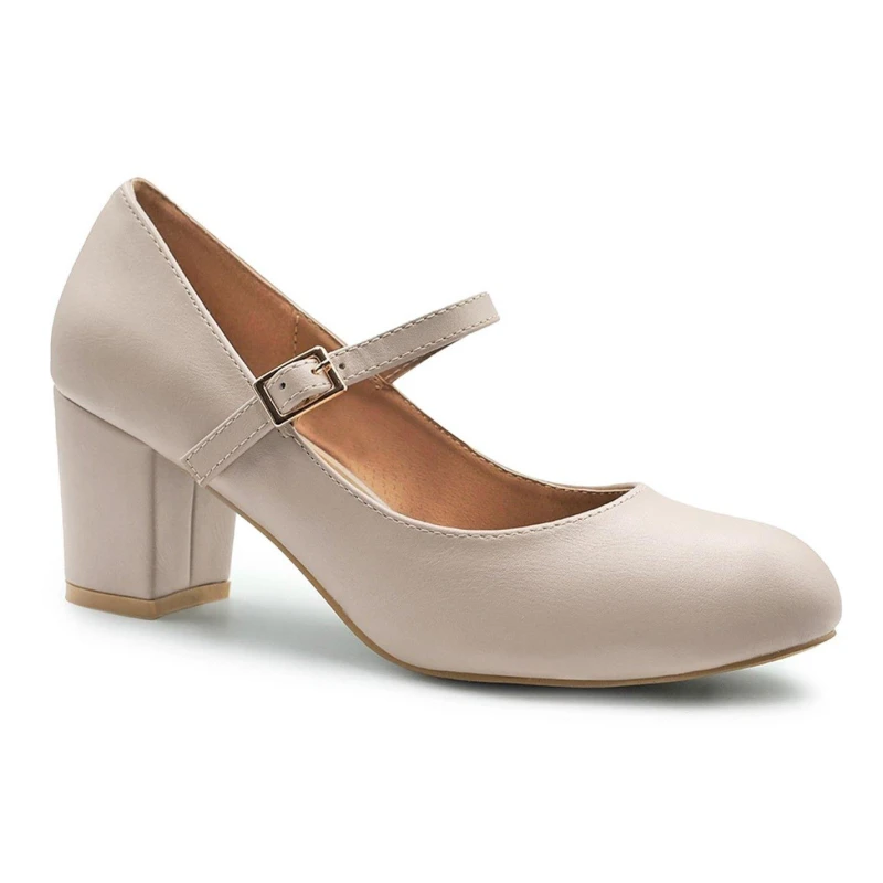 Image of Where's That From 'Araceli' Block Heel Mary Jane Pumps Beige