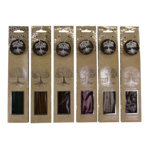Image of Set of 6 Fragranced Incense Sticks With Holders, Tree Of Life Design