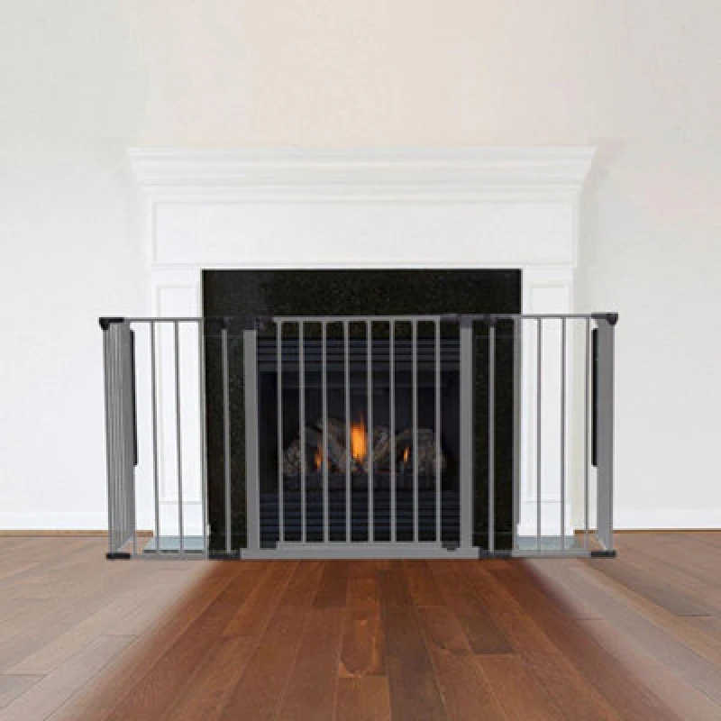 Image of Safetots Multi Panel Fire Surround, 38Cm Deep X 138Cm Wide, Grey, 70Cm Tall, Child And Pet Safety, Baby And Toddler Fire Guard