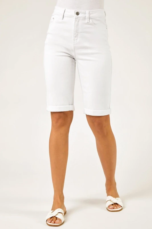 Image of Roman Womens Essential Stretch Knee Length Shorts in White Size: 18 White Female 18