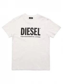 Image of Diesel Boys Logo T-Shirt - White, Size 16 Years