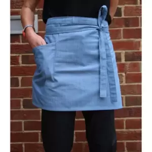 Image of Dennys Unisex Cross Dyed Denim Waist Apron With Pocket (light Blue Denim)