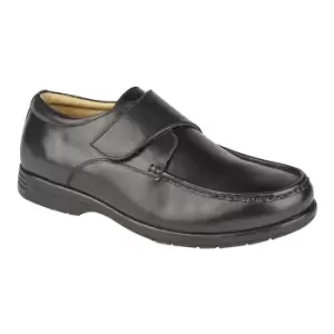 Image of Roamers Mens Leather XXX Extra Wide Touch Fastening Casual Shoe (9 UK) (Black)