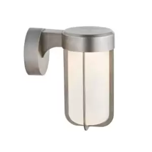 Image of Brushed Silver Outdoor Wall Light & Frosted Glass Shade IP44 Rated 8W LED Module