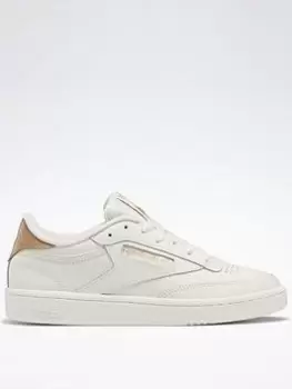 Image of Reebok Club C 85 Shoes, White/Gold, Size 3.5, Women