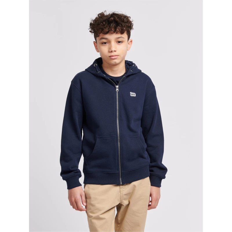 Image of Lee Kids Badge Logo Zip Hoodie Navy blazer male 7-8 (S)