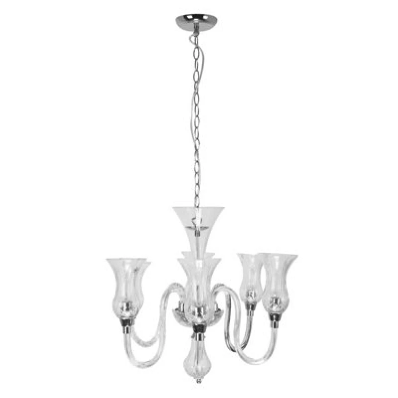Image of Premier Housewares Interiors by Premier Glass and Chrome 6 Arm Chandelier Silver