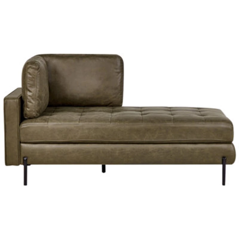 Image of Beliani Left-Hand Chaise Lounge Rebais Faux Leather Green