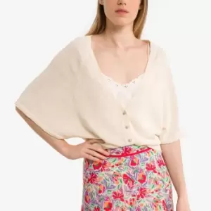 Image of Domino Linen Mix Cardigan with V-Neck