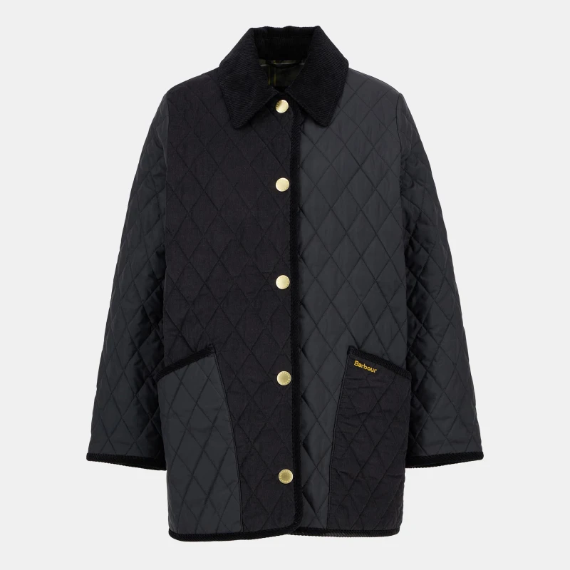 Image of Barbour Womens Meryl Diamond Quilted Long Sleeve Jacket Black/Classic female 12 (M)