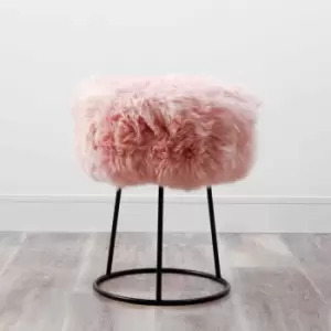 Image of Native Natural Blush Pink Metal Sheepskin Stool